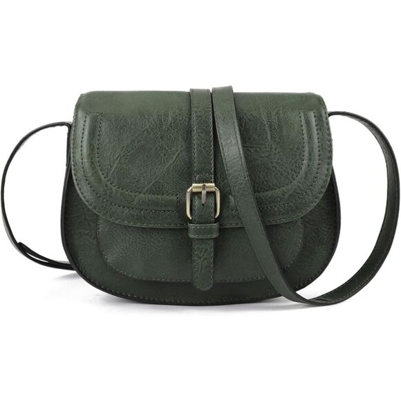 UNBRAND Handbags - Women Green Imported Vegan Leather Small Saddle Purse Cross Body Handbags